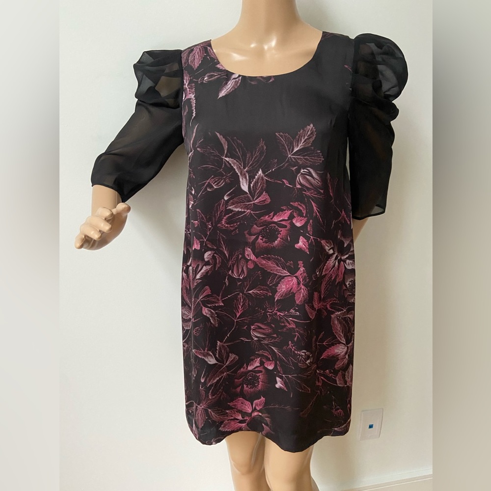 Kensie Puff Sleeve satin dress